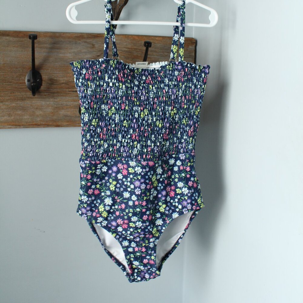Old Navy Size M 8 Tube Style Bathing Suit Blue Floral